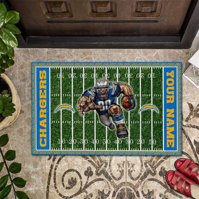 Los-Angeles-Chargers-Football-Home-Field-Mascot-Custom-Doormat-DM1308 Los Angeles Chargers Football Home Field Mascot Custom Doormat DM1308