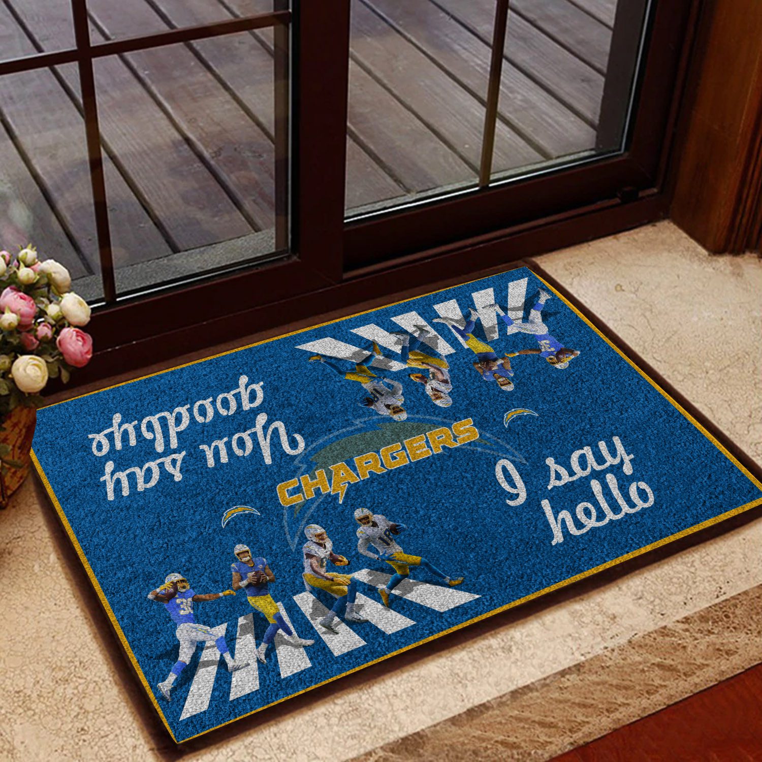 Los-Angeles-Chargers-I-Say-Hello-You-Say-Goodbye-The-Doormat-Welcome-Mat-DM1811 Los Angeles Chargers I Say Hello You Say Goodbye The Doormat Welcome Mat DM1811