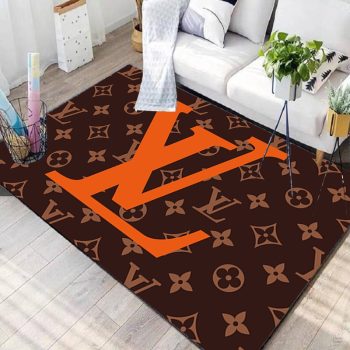 Louis Vuitton Orange Logo New Fashion Area Rug Carpet Living Room Rug Decor RR2797