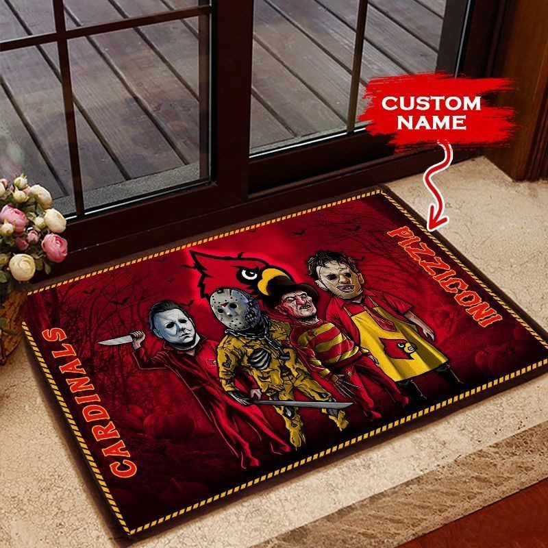 Louisville-Cardinals-3D-Doormats-Halloween-NCAA-Custom-Name-DM1025 Louisville Cardinals 3D Doormats Halloween NCAA Custom Name DM1025