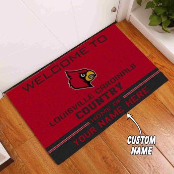 Louisville Cardinals Country Custom Name Funny Luxury Front Entrance Doormat Welcome Mat DM2032