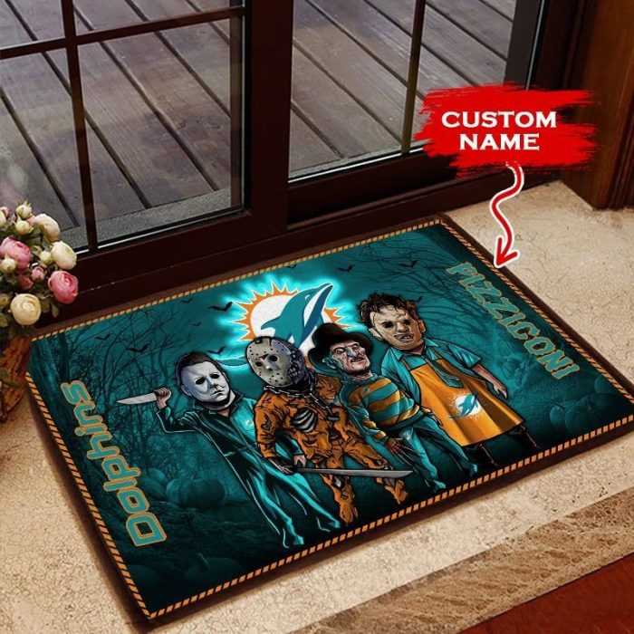 Miami-Dolphins-3D-Doormats-Halloween-NFL-Custom-Name-DM1050 Miami Dolphins 3D Doormats Halloween NFL Custom Name DM1050
