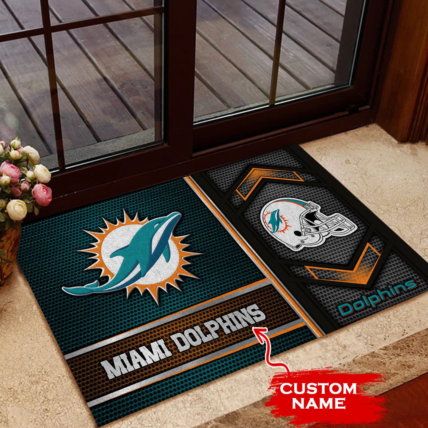 Miami-Dolphins-Custom-Name-Doormat-Welcome-Mat-Outdoor-Door-DM1378 Miami Dolphins Custom Name Doormat Welcome Mat Outdoor Door DM1378