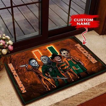 Miami Hurricanes 3D Doormats Halloween NCAA Custom Name DM1047