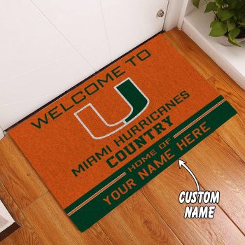 Miami Hurricanes Country Custom Name Funny Luxury Front Entrance Doormat Welcome Mat DM2025
