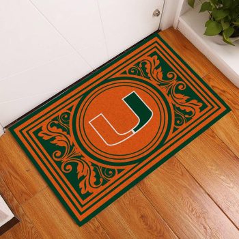 Miami Hurricanes Floral Funny Luxury Front Entrance Doormat Indoor DM1430