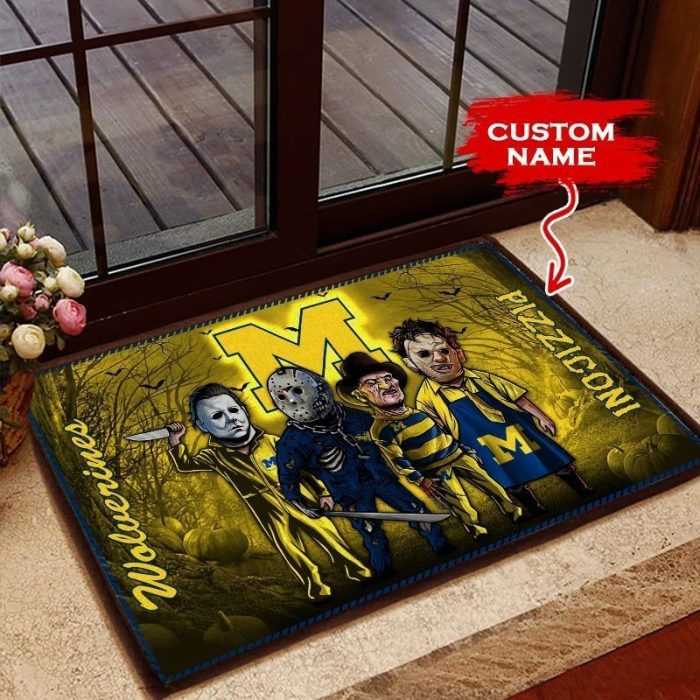 Michigan-Wolverines-3D-Doormats-Halloween-NCAA-Custom-Name-DM1034 Michigan Wolverines 3D Doormats Halloween NCAA Custom Name DM1034