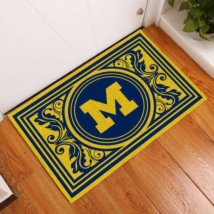 Michigan-Wolverines-Floral-Funny-Luxury-Front-Entrance-Doormat-Indoor-DM1434 Michigan Wolverines Floral Funny Luxury Front Entrance Doormat Indoor DM1434