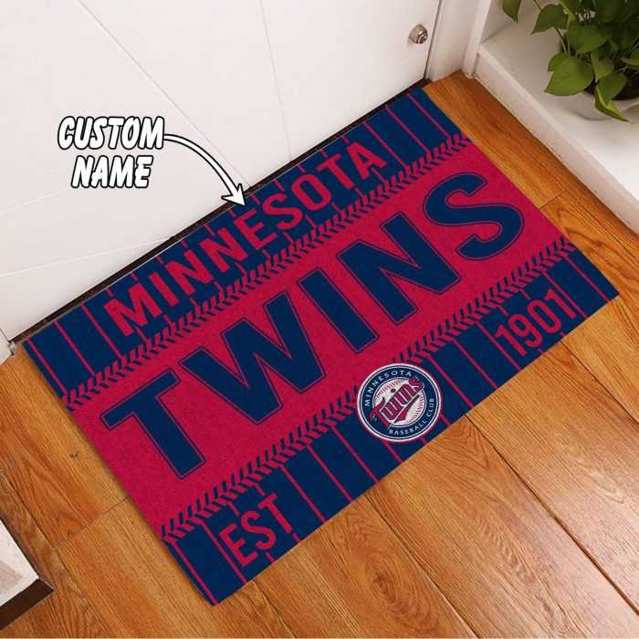 Minnesota-Twins-Custom-Name-Funny-Luxury-Front-Entrance-Doormat-DM1458 Minnesota Twins Custom Name Funny Luxury Front Entrance Doormat DM1458