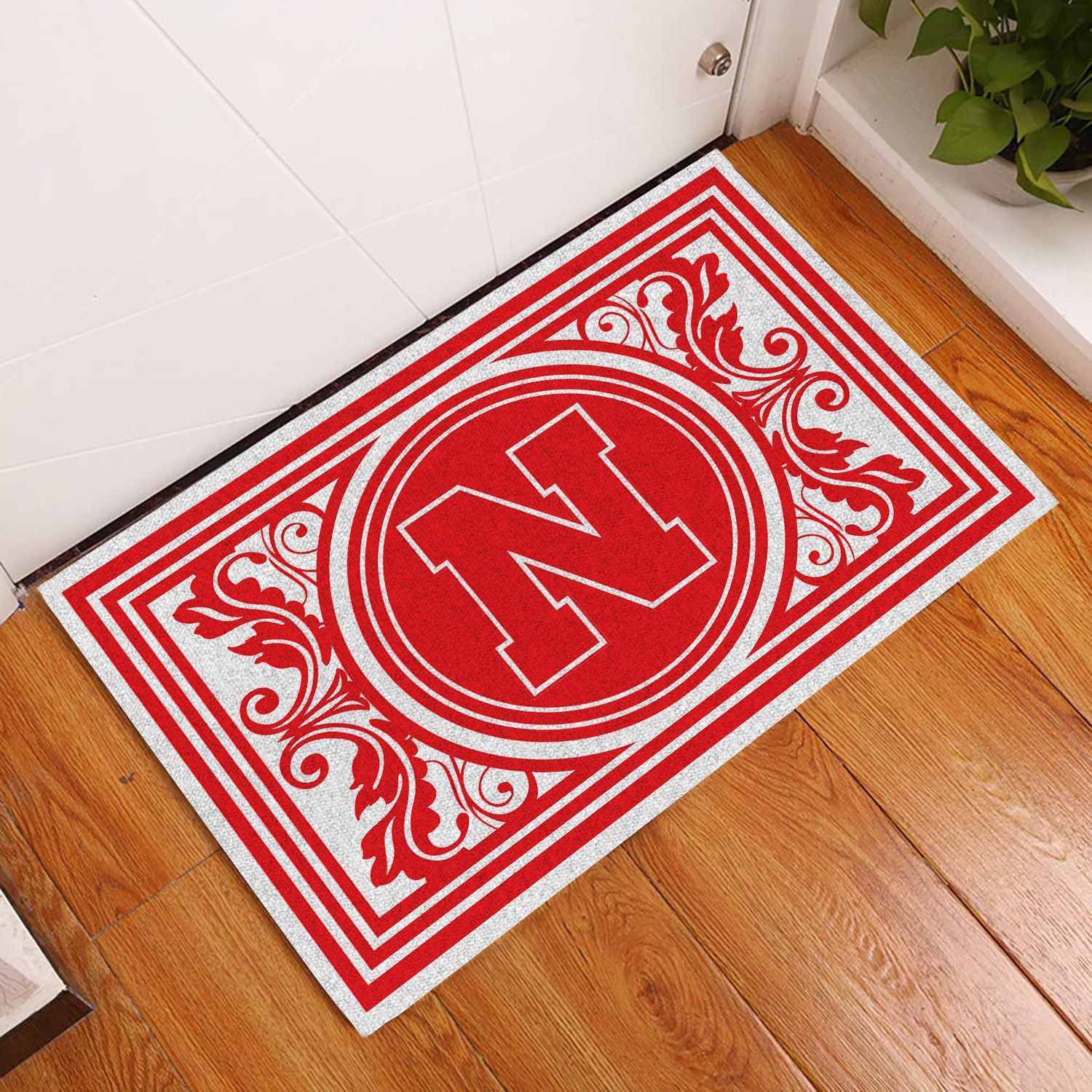 Nebraska-Cornhuskers-Floral-Funny-Luxury-Front-Entrance-Doormat-Indoor-DM1552 Nebraska Cornhuskers Floral Funny Luxury Front Entrance Doormat Indoor DM1552