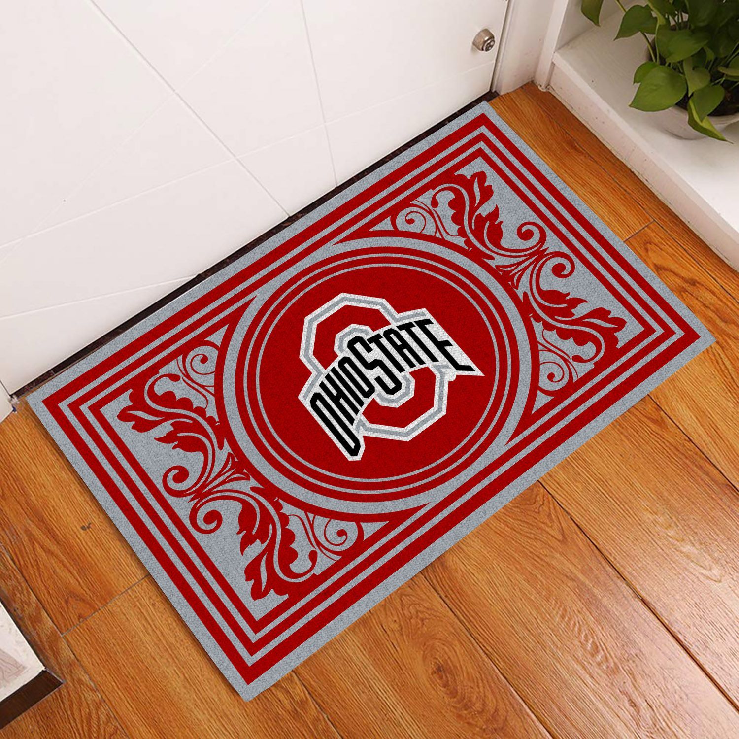 Ohio-State-Buckeyes-Floral-Luxury-Front-Entrance-Doormat-Indoor-DM1508 Ohio State Buckeyes Floral Luxury Front Entrance Doormat Indoor DM1508