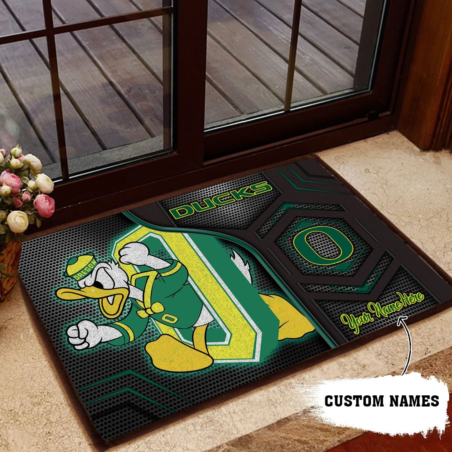 Oregon-Ducks-3D-Doormats-NCAA-Custom-Name-Doormat-DM1071 Oregon Ducks 3D Doormats NCAA Custom Name Doormat DM1071