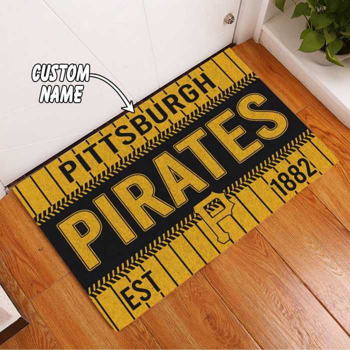 Pittsburgh-Pirates-Custom-Name-Personalized-Luxury-Front-Entrance-Doormat-DM1491 Pittsburgh Pirates Custom Name Personalized Luxury Front Entrance Doormat DM1491