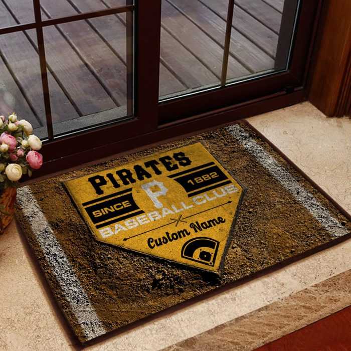 Pittsburgh-Pirates-MLB-Retro-Vintage-Style-Custom-Name-Personalized-Entrance-Doormat-Welcome-Mat-DM1757 Pittsburgh Pirates MLB Retro Vintage Style Custom Name Personalized Entrance Doormat Welcome Mat DM1757