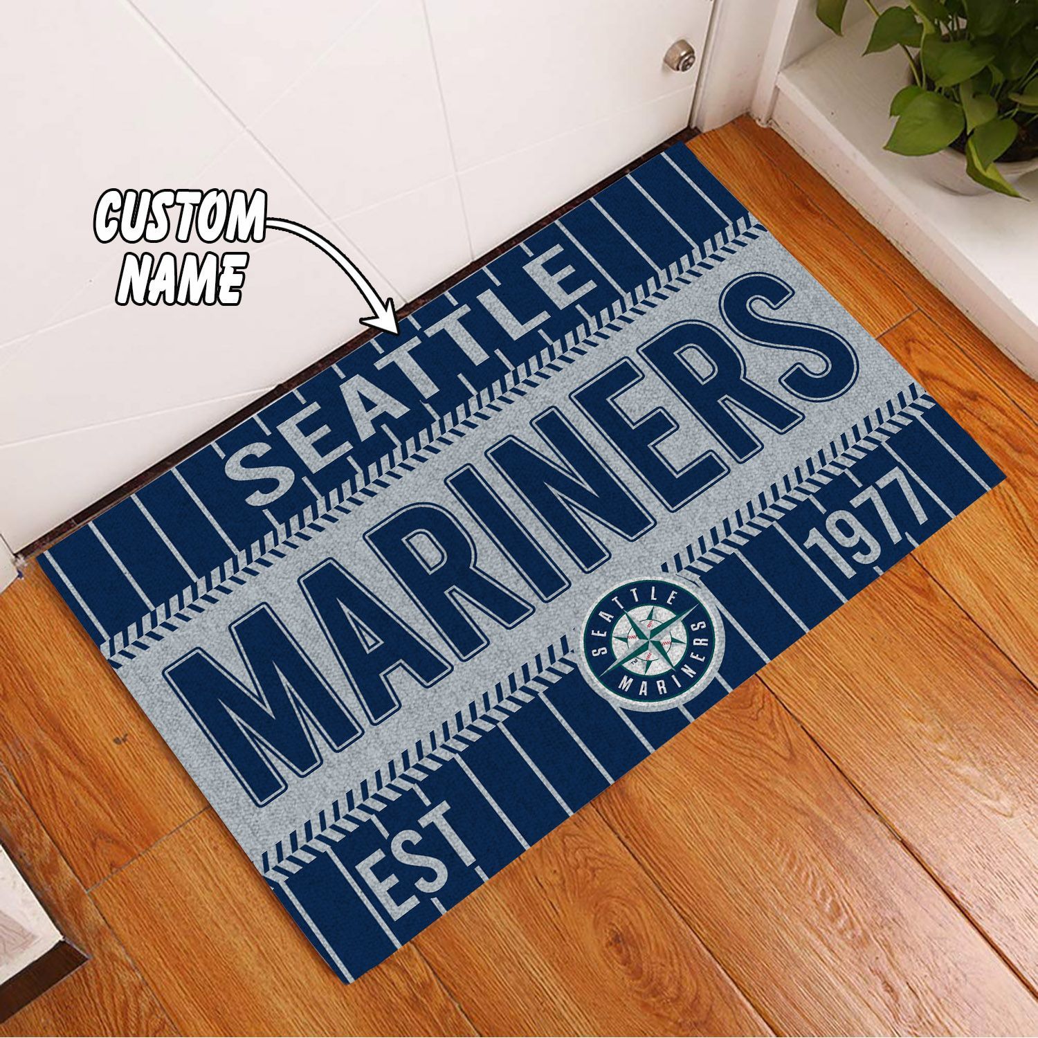 Seattle-Mariners-Custom-Name-Funny-Luxury-Front-Entrance-Doormat-DM1541 Seattle Mariners Custom Name Funny Luxury Front Entrance Doormat DM1541