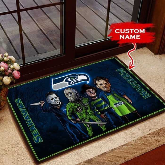 Seattle-Seahawks-3D-Doormats-Halloween-NFL-Custom-Name-DM1046 Seattle Seahawks 3D Doormats Halloween NFL Custom Name DM1046