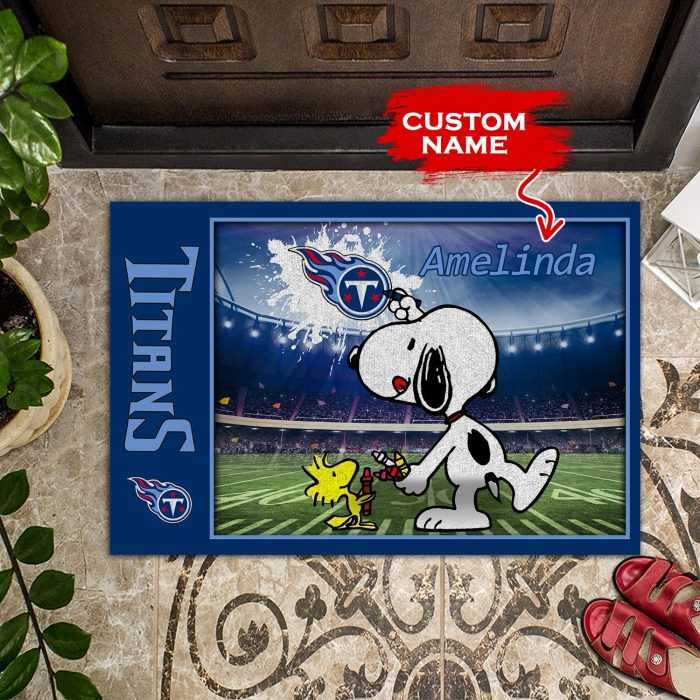 Tennessee-Titans-Doormats-Snoopy-NFL-02-Custom-Name-Doormat-DM1184 Tennessee Titans Doormats Snoopy NFL 02 Custom Name Doormat DM1184