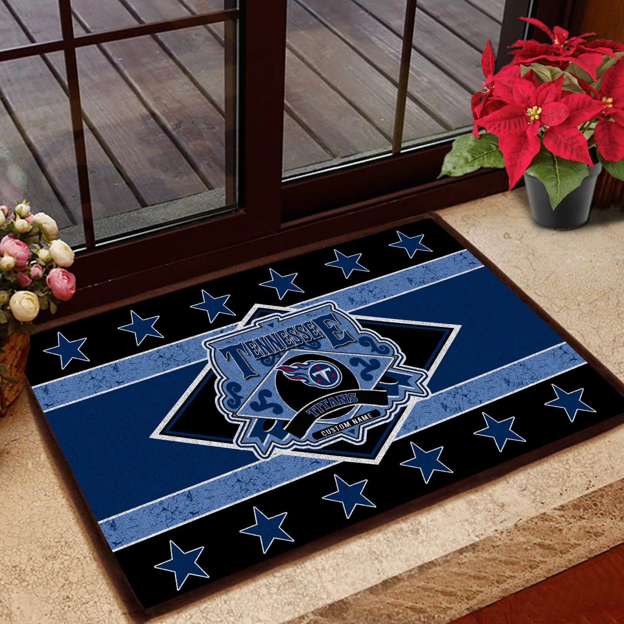 Tennessee-Titans-NFL-Vintage-Design-Classic-Custom-Name-Entrance-Doormat-DM1323 Tennessee Titans NFL Vintage Design Classic Custom Name Entrance Doormat DM1323