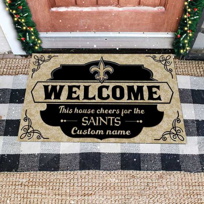 This-House-Cheers-For-New-Orleans-Saints-Custom-Name-Personalized-Doormat-Welcome-Mat-DM1864 This House Cheers For New Orleans Saints Custom Name Personalized Doormat Welcome Mat DM1864