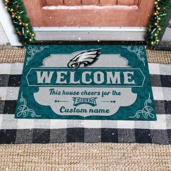 This House Cheers For Philadelphia Eagles Custom Name Personalized Entrance Doormat Welcome Mat DM1841