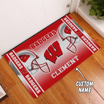 Wisconsin Badgers Custom Name Personalized Luxury Front Entrance Doormat DM1473