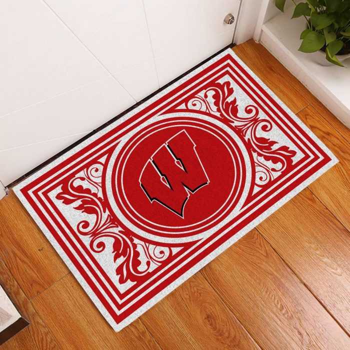 Wisconsin-Badgers-Floral-Funny-Luxury-Front-Entrance-Doormat-Indoor-DM1428 Wisconsin Badgers Floral Funny Luxury Front Entrance Doormat Indoor DM1428