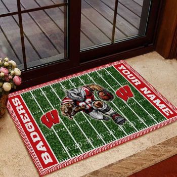 Wisconsin Badgers Football Home Field Mascot Custom Doormat DM1339