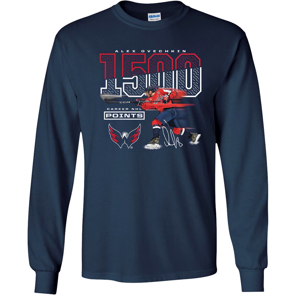 Alexander-Ovechkin-Washington-Capitals-1500-Career-Points-Unisex-LongSleeve-Shirt Alexander Ovechkin Washington Capitals 1