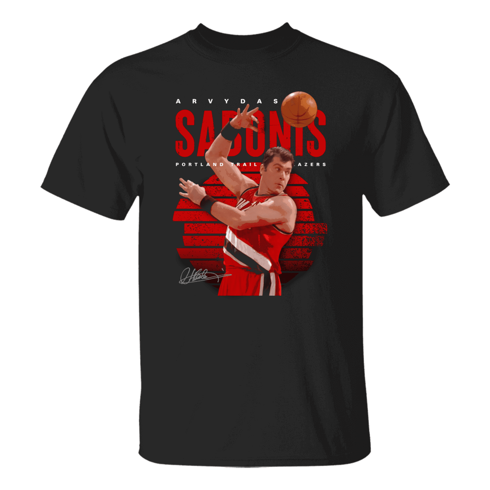 Arvydas-Sabonis-11-Portland-Trail-Blazers-Unisex-T-Shirt Arvydas Sabonis #11 Portland Trail Blazers Unisex T-Shirt