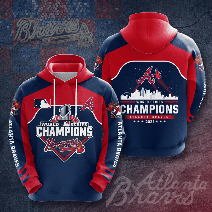 Atlanta-Braves-World-Series-Champion-Unisex-3D-Pullover-Hoodie-Sweatpants-Set-Red-Navy-IHT2645 Atlanta Braves World Series Champion Unisex 3D Pullover Hoodie & Sweatpants Set - Red Navy IHT2645