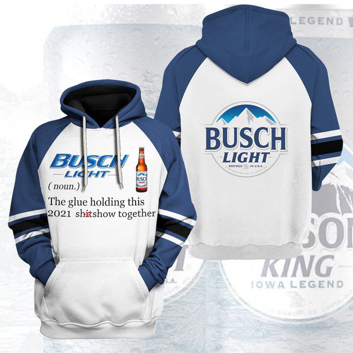 Busch-Light-Unisex-3D-Pullover-Hoodie-White-IHT2080 Busch Light Unisex 3D Pullover Hoodie - White IHT2080