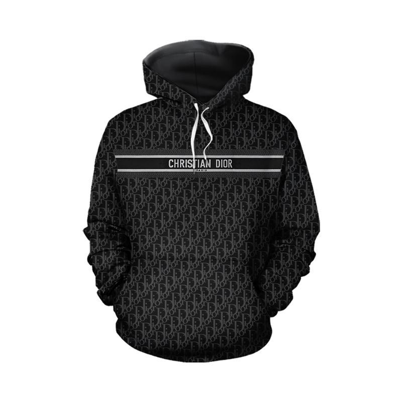 Dior-Black-Unisex-3D-Hoodie-For-Men-Women-Luxury-Pullover-IHT1125 Dior Black Unisex 3D Hoodie For Men Women Luxury Pullover IHT1125