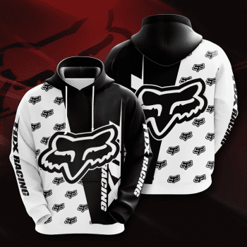 Fox Racing Logo 3D Unisex Pullover Hoodie - Black White IHT2522