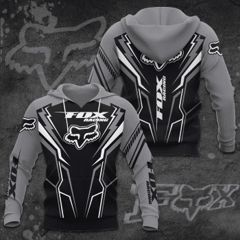 Fox Racing Logo Unisex 3D Pullover Hoodie - Black Gray IHT2644