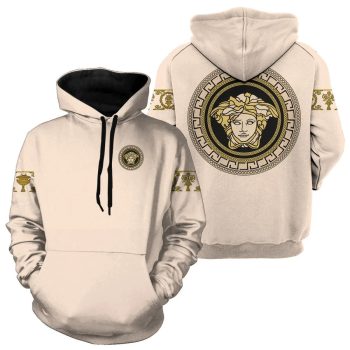 Gianni Versace Beige Unisex 3D Hoodie For Men Women Luxury Pullover IHT1078