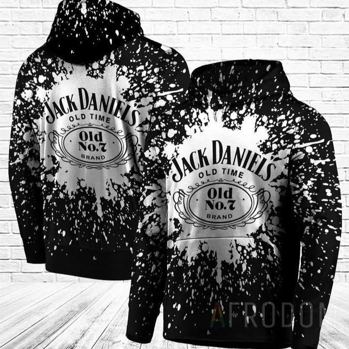 JD-Old-Time-Old-No.7-Brand-Splash-Unisex-3D-Pullover-Hoodie-Black-IHT1994 JD Old Time Old No.7 Brand Splash Unisex 3D Pullover Hoodie - Black IHT1994