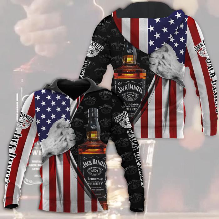 JD-Unisex-3D-Pullover-Hoodie-American-Flag-Color-IHT2137 JD Unisex 3D Pullover Hoodie - American Flag Color IHT2137