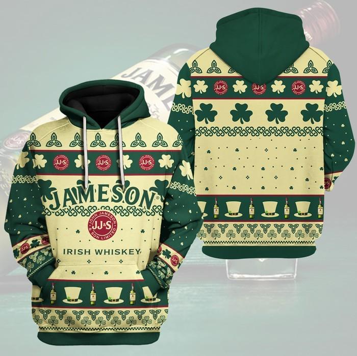 Jameson-Irish-Whiskey-JJS-Unisex-3D-Pullover-Hoodie-Beige-IHT1977 Jameson Irish Whiskey JJ&S Unisex 3D Pullover Hoodie - Beige IHT1977