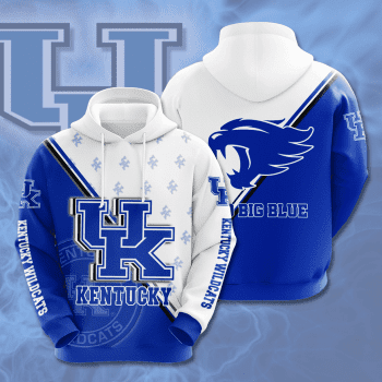 Kentucky Wildcats Go Big Blue 3D Unisex Pullover Hoodie - Neon Blue White IHT2428