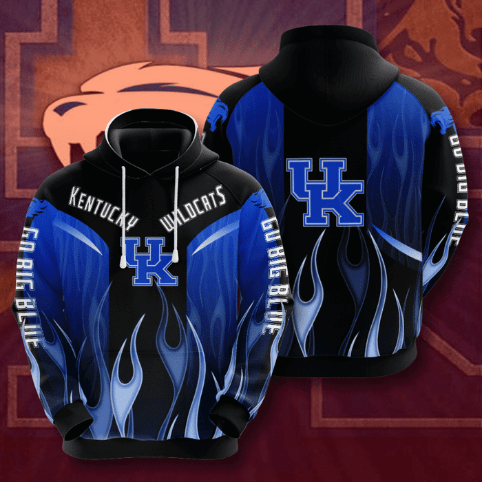 Kentucky-Wildcats-Go-Big-Blue-Team-Unisex-3D-Pullover-Hoodie-Blue-IHT1416 Kentucky Wildcats Go Big Blue Team Unisex 3D Pullover Hoodie - Blue IHT1416