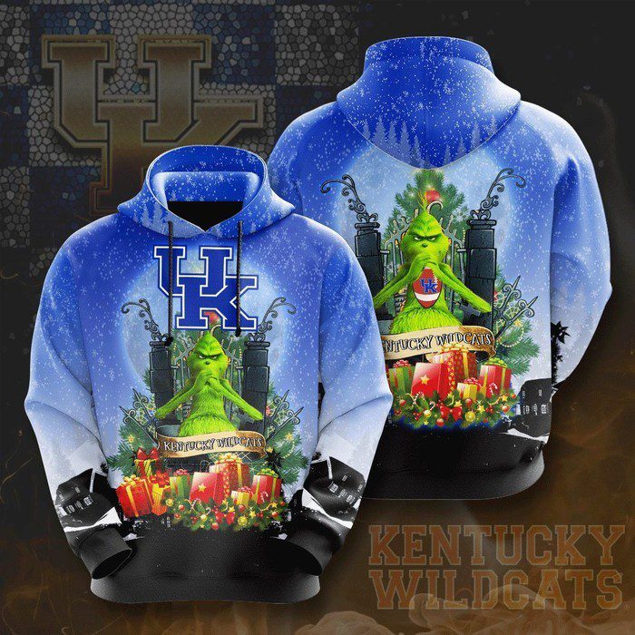 Kentucky-Wildcats-Grinch-Christmas-Theme-3D-Unisex-Pullover-Hoodie-IHT2321 Kentucky Wildcats Grinch Christmas Theme 3D Unisex Pullover Hoodie IHT2321