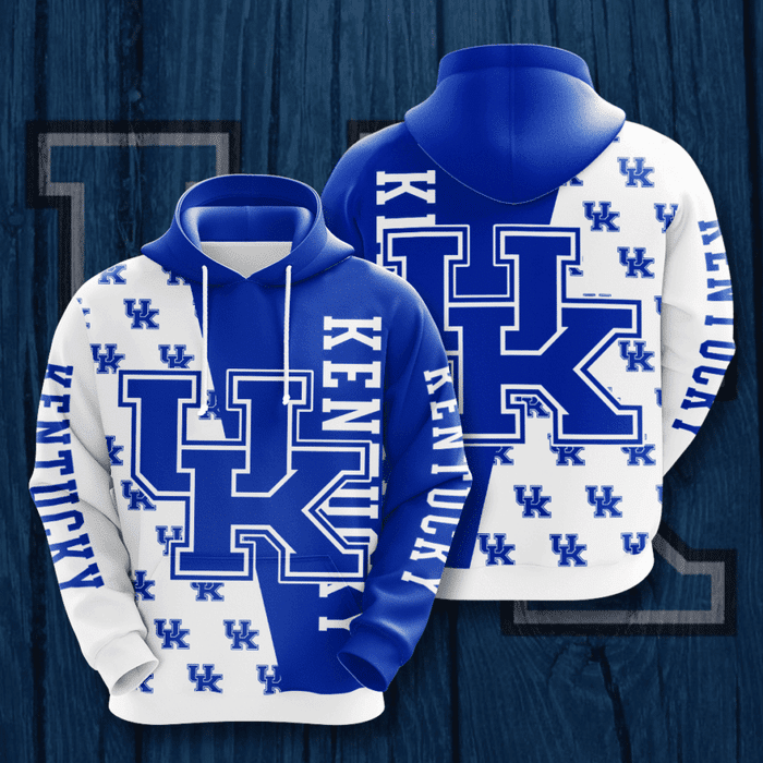 Kentucky-Wildcats-Logo-3D-Unisex-Pullover-Hoodie-Neon-Blue-White-IHT1709 Kentucky Wildcats Logo 3D Unisex Pullover Hoodie - Neon Blue White IHT1709