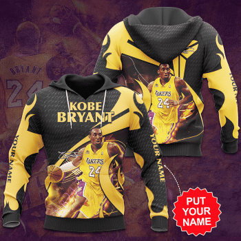 Kobe Bryant 24 Los Angeles Lakers Signature Unisex 3D Pullover Hoodie - Yellow IHT1630
