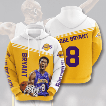 Kobe Bryant 8 Los Angeles Lakers Team Unisex 3D Pullover Hoodie - Yellow IHT1502