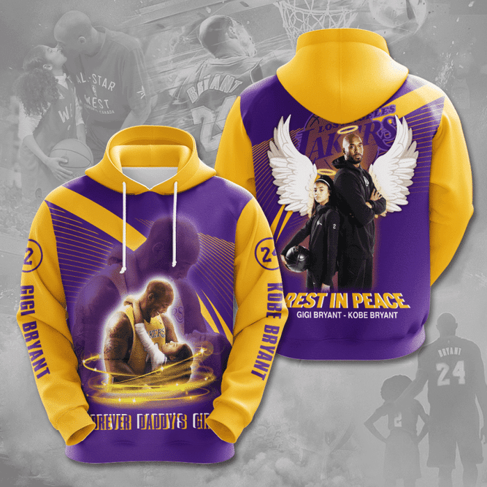 Kobe-Bryant-Gigi-Bryant-Los-Angeles-Lakers-Rest-In-Peace-3D-Unisex-Pullover-Hoodie-Purple-Yellow-IHT2532 Kobe Bryant & Gigi Bryant Los Angeles Lakers Rest In Peace 3D Unisex Pullover Hoodie - Purple Yellow IHT2532