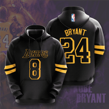 Kobe Bryant Los Angeles Lakers Signatute Unisex 3D Pullover Hoodie - Black IHT1611