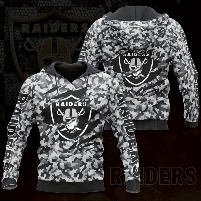 Las-Vegas-Raiders-3D-Unisex-Pullover-Hoodie-Black-Camo-IHT1796 Las Vegas Raiders 3D Unisex Pullover Hoodie - Black Camo IHT1796
