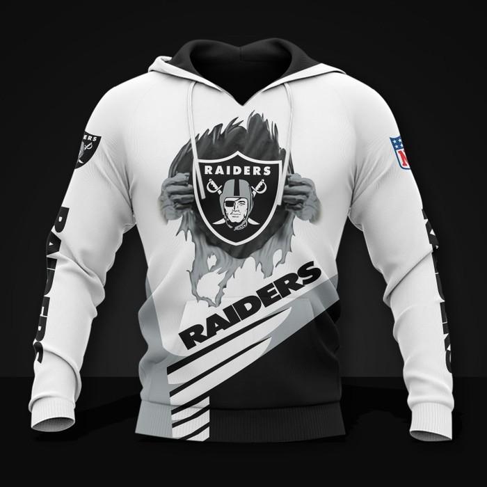 Las-Vegas-Raiders-Football-Team-Unisex-3D-Pullover-Hoodie-White-IHT1461 Las Vegas Raiders Football Team Unisex 3D Pullover Hoodie - White IHT1461