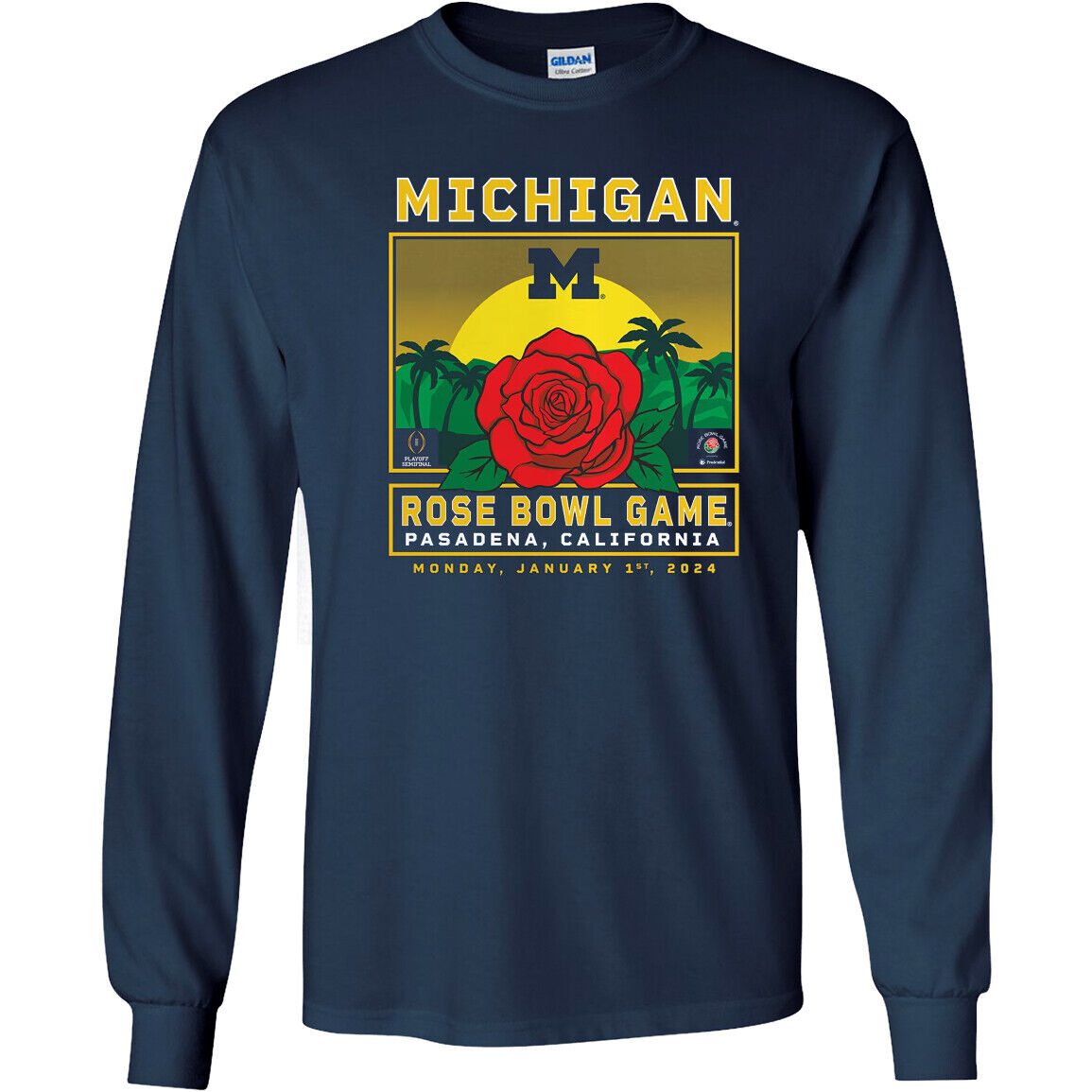 Michigan-College-Football-Playoff-2024-Rose-Bowl-Unisex-LongSleeve-Shirt Michigan College Football Playoff 2024 Rose Bowl Unisex LongSleeve Shirt
