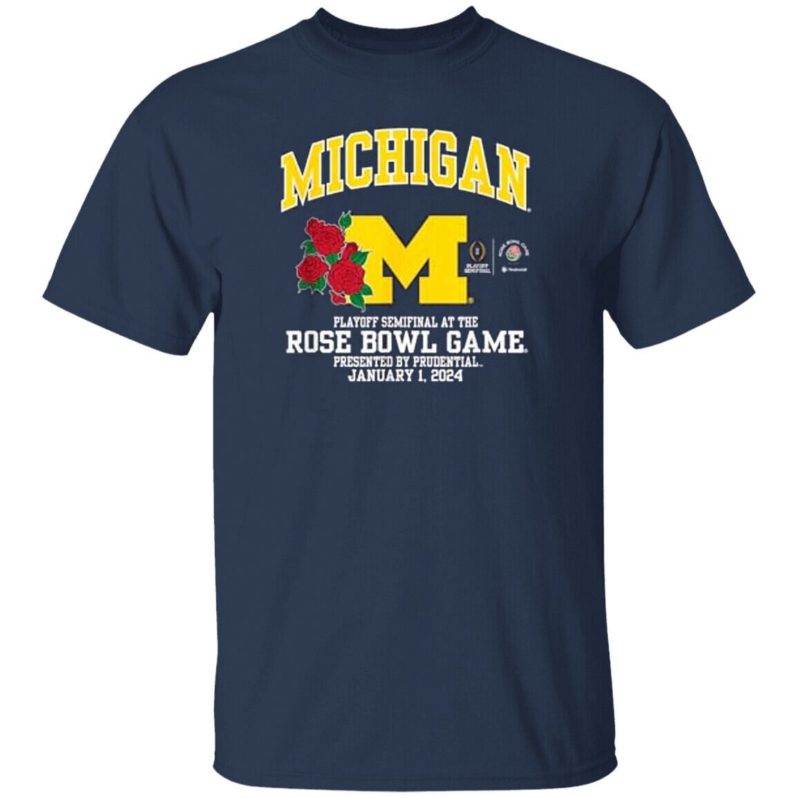 Michigan-Rose-Bowl-2024-Cfp-Semi-Football-Flower-Unisex-T-Shirt Michigan Rose Bowl 2024 Cfp Semi Football Flower Unisex T-Shirt